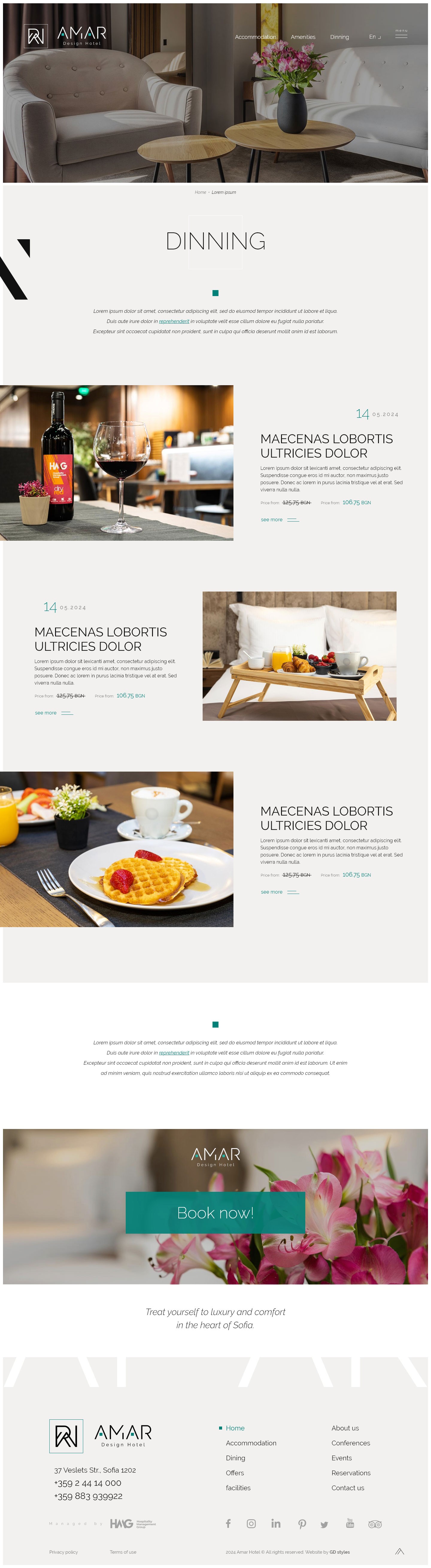 Уеб дизайн за AMAR Design Hotel